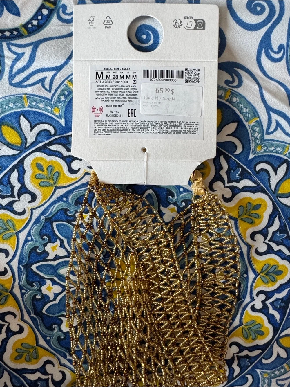 Zara Gold Beaded Collar Necklace/Headpiece